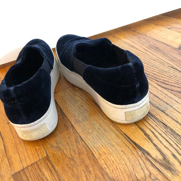 Vince Navy Velvet Slip-on Sneakers - Picture 3 of 4